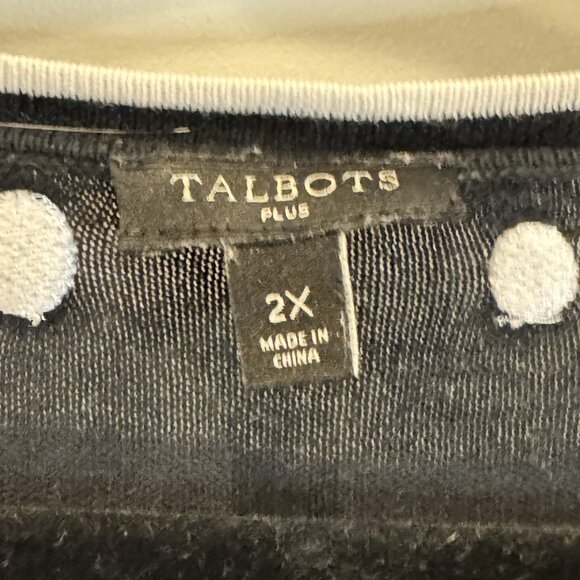 Talbots 2xl Black & White Polka Dot Cardigan EUC Classic Preppy 3/4 Length - Picture 3 of 4
